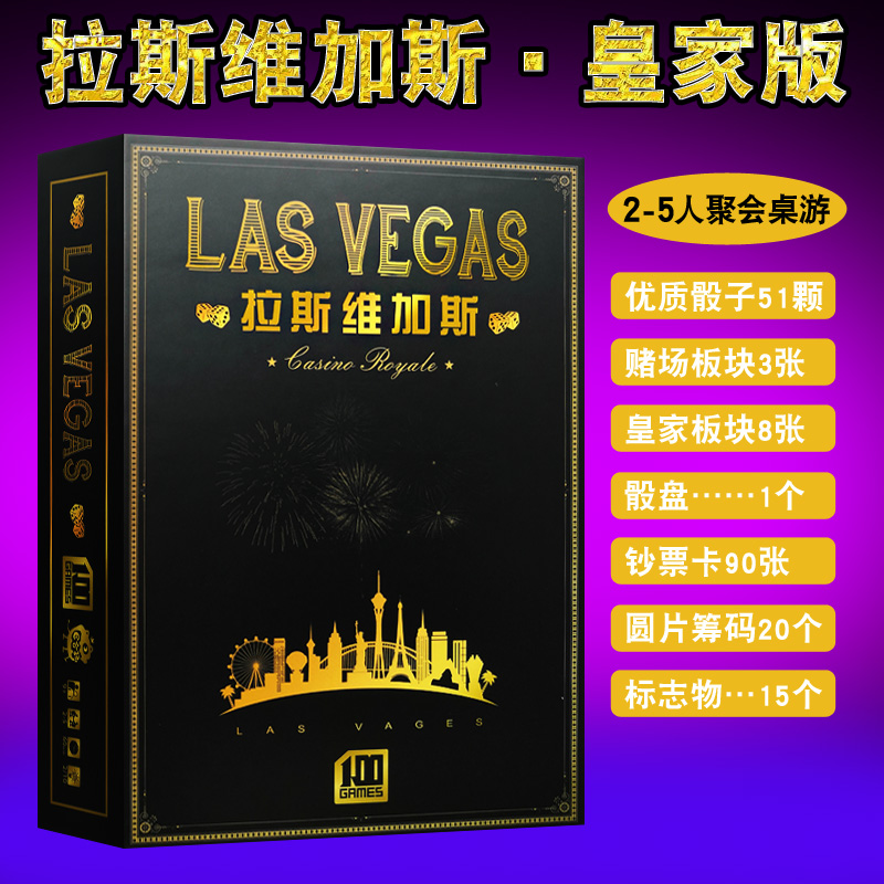 拉斯维加斯含堵城大道扩展20周年皇家版lasvegas聚会策略桌游卡牌 - 图0