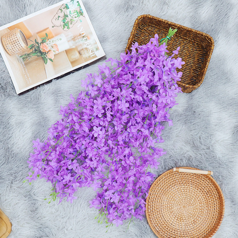 新款仿真丁香花串假花酒店婚庆布置造景装饰花藤条绢花吊顶壁挂花,淘宝优惠券,粉丝福利购,淘宝优惠卷