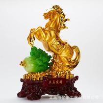 Resin handicraft standing horse hair making money swing piece big number golden horse creative home living room office furnishing products