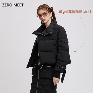 ZEROMEET黑色短款鹅绒羽绒服