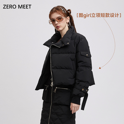 ZEROMEET黑色短款鹅绒羽绒服