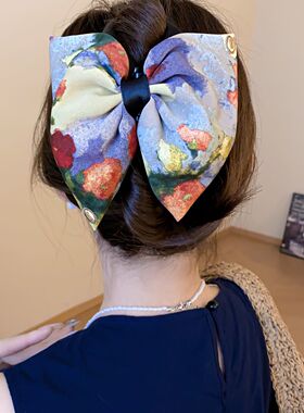 莫奈油画风花朵高级感鲨鱼夹