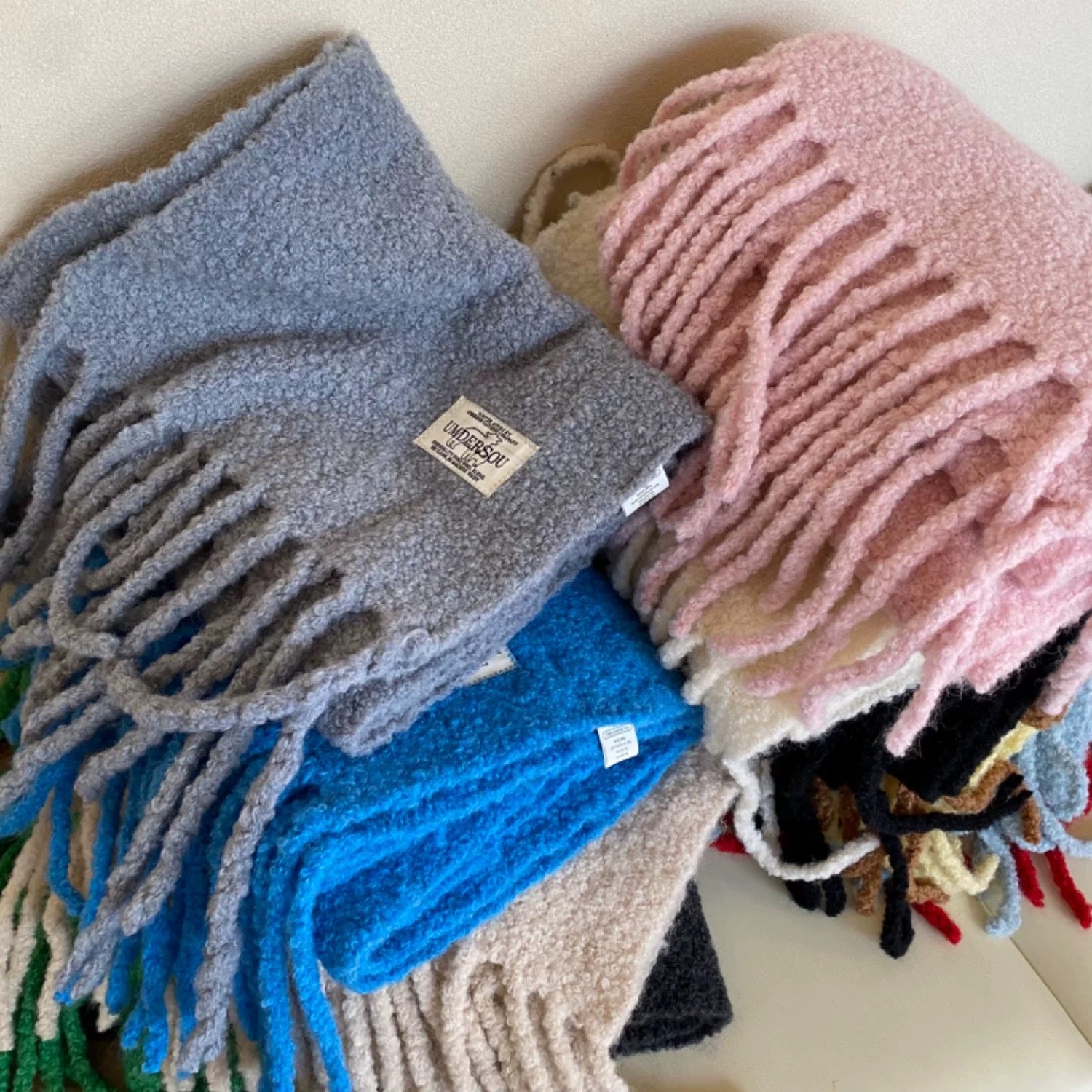 韩系80%圈圈羊羔毛红色围巾女冬季加厚保暖小羊标流苏披肩围脖潮,淘宝优惠券,粉丝福利购,淘宝优惠卷