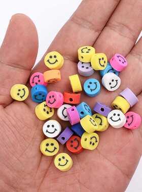 30/50/100pcs 10mm Yellow Smiley Face Beads Polymer Clay Bead