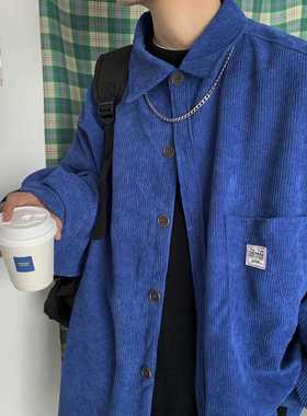Privathinker Men's Corduroy Long Sleeve Shirts Autumn Korean