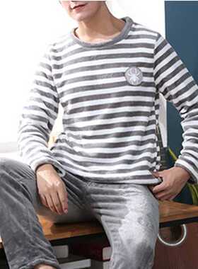 Pajama Man Warm Sleepwear Men's Flannel Winter Thick Pajamas