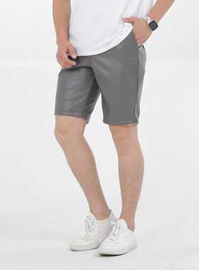 Thoshine Brand Summer Men Leather Shorts Elastic Outerwear S