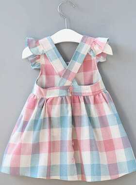 2022 New Summer Girls' Dress Strap Hollow Embroidery Casual