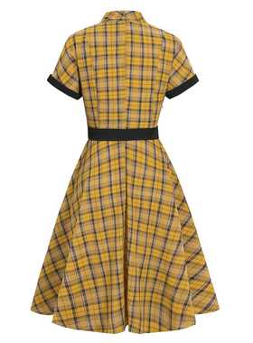 Hepburn original women's plaid dress Vintage A Line Dress