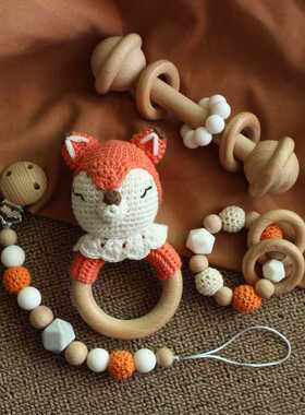 BPA Free Crochet Baby Teether Newborn Dummy Holder Pacifier