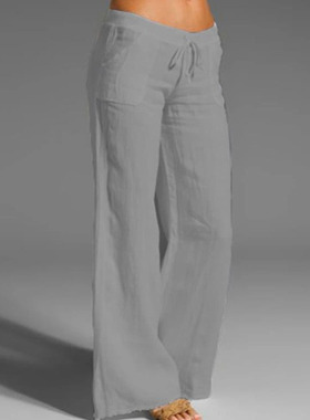 2023 Pants New Women Loose High waist Cotton Linen Harem pan