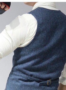 Men	s Suit Vest Blue Single Breasted Woolen Bed Mens