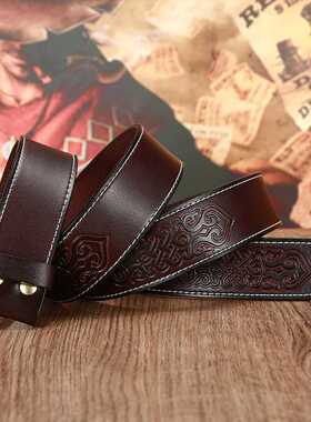 Western cowoy men's leather personality retro pattern repla