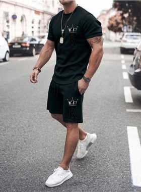 Men's Trcksuit Short 2 Piece Set Summer Print K Sport Hwi