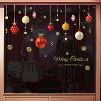 Merry Christmas Ball Stickers Wall Stickers ການຕົບແຕ່ງປ່ອງຢ້ຽມ