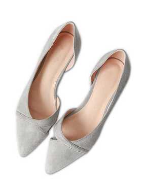 Women Shoes Flats Gray Pointed Toe Basic Simple Concise Flat