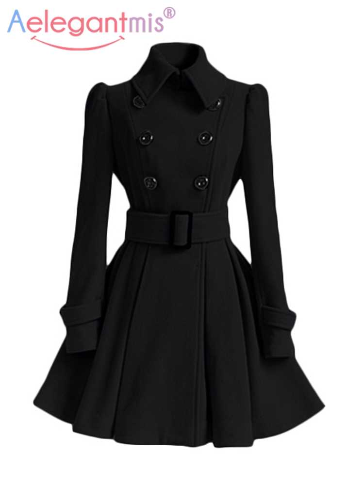 Aelegantmis Autumn Winter Vintage Woman Wool Coat Classic Lo-图0