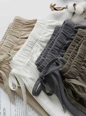 Cotton Linen Shorts Women's Sports Shorts Summer Solid High