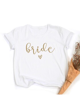 Team Bride Print Women Short Sleeve T Shirts Bachelorette We