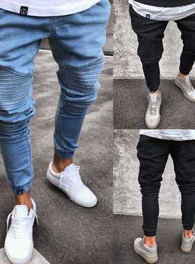 Fashion Hot Sell Men's Sretchy Ripped Skinny Biker Jeans Des