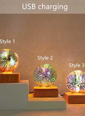 3D Firework Crystal Ball Lamp Home Bedside Table Atmosphere