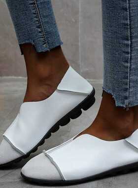 2021 Leather Shoes Moccasin Shoes Mom Loafers Soft Sole Casu