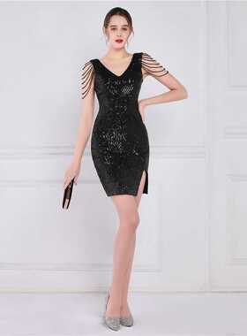 Mini Sequin Evening Dress珠片短款洋装派对聚会小礼服仙女系