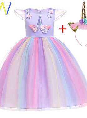 Christmas dresses baby girls dress unicorn kids girl clothes