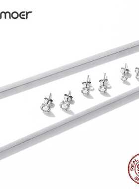 bamoer 3 Pairs Stud Earrings Set  Sterling Silver Stone C