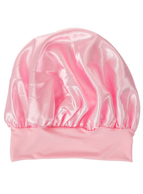 Women's Satin Solid Wide-brimmed Sleeping Hat Night Sleep Ca