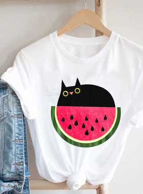 Women Printing Cat Pet Funny Animal Spring Summer 90s Ladies