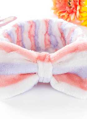 Korean Fashion Dot Printed Plush Bow Headbands Wash Face sof