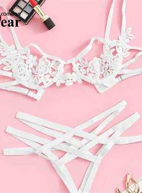 Comeondear Lace Bra Set Straps Women's Underwear Set Hollow
