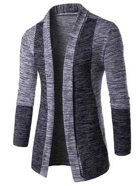 New retro men's sweater men's cardigan stitching contrast co