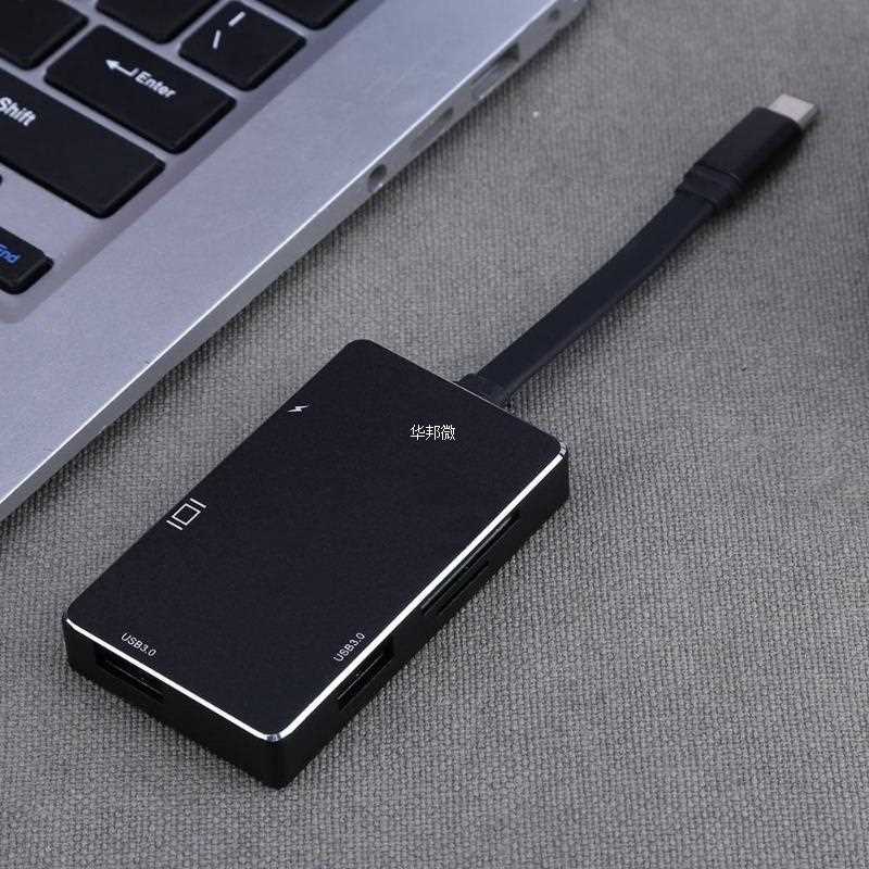 6 in 1 Type-C 3.1 to 2 USB3.0 Hub+ SD/TF Card Reader w/ 4K H - 图0