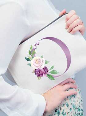 Flowers Alphabet Printed Cosmetic Bags Bachelorette Party Ma
