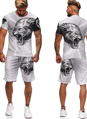 Animal Lion Tiger 3D Print Fashion Men's Tracksuit 2 Piece S