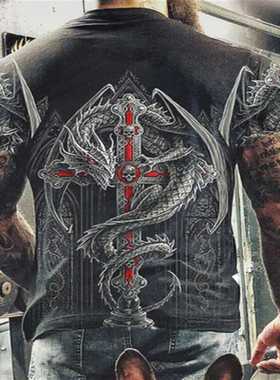 Fashion Summer Horror Skull 3D Print Men's T-Shirt O-Neck Sh