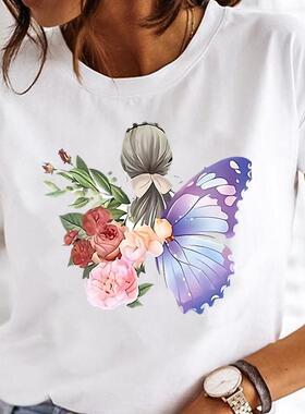 Women Print Clothes Watercolor New Lovely Female Tops Tee Ts