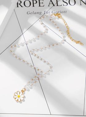 Choker white chrysanthemum clavicle chain Necklaces women