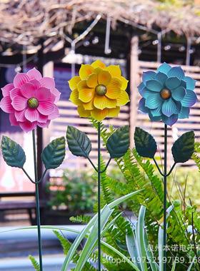 现货跨境热销花园铁艺花朵装饰插件创意花朵草坪户外装饰花朵插件