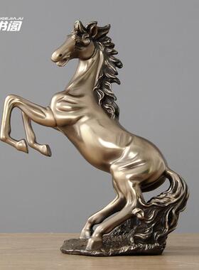 冷铸铜战马摆件家居饰品客厅办公室电视柜样板间玄关摆设工艺品