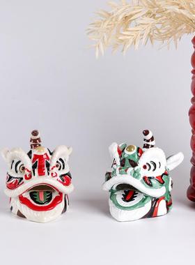 新中式醒狮摆件国潮舞狮子狮头工艺品样板间儿童房家居桌面小装饰