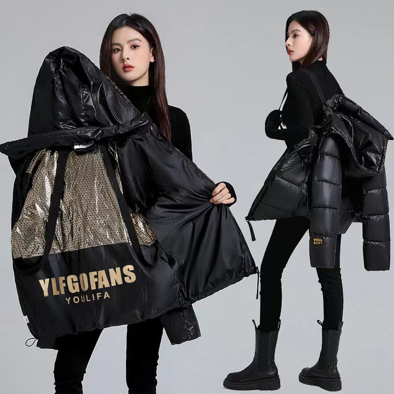 明星同款2023年新款男女同款羽绒服外套加厚保暖连帽黑金冬季休闲_羽绒服大卖场1号_运动服/休闲服装-第4张图片-提都小院