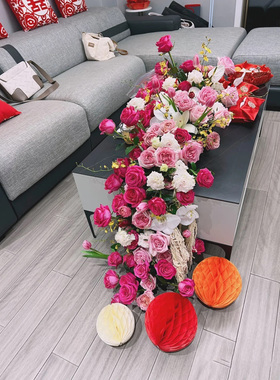 仿真花结婚用的装饰订婚仿真花布置花艺女方主卧婚房布置酒店套装