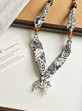 马上有钱腰果花丝巾项链女款秋冬百搭设计感丝巾