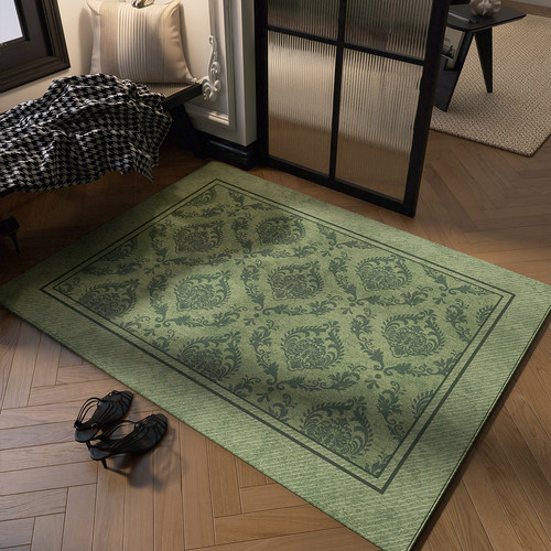 美式复古绿色入户门地垫玄关进门踩脚垫地毯耐脏脚垫轻奢防滑垫子 - 图2