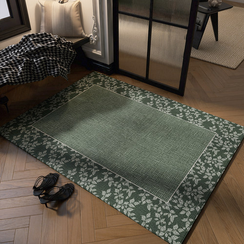 美式复古绿色入户门地垫玄关进门踩脚垫地毯耐脏脚垫轻奢防滑垫子 - 图1