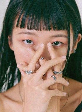 LUCA复古金属风小众设计感梅花戒指女2024新款轻奢气质纯银指环