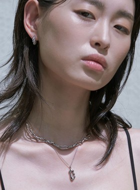 LUCA复古金属风小众设计款个性简约椭圆甜甜圈锁骨链女项链ins潮